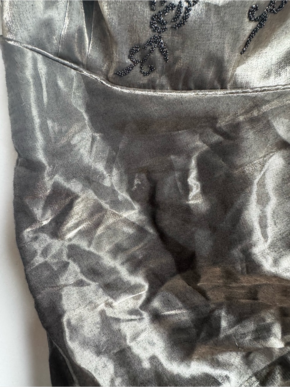Vintage Y2K Steppin' Out Metallic Gown Beaded Floral Whimsigoth Formal Dress - Picture 13 of 16